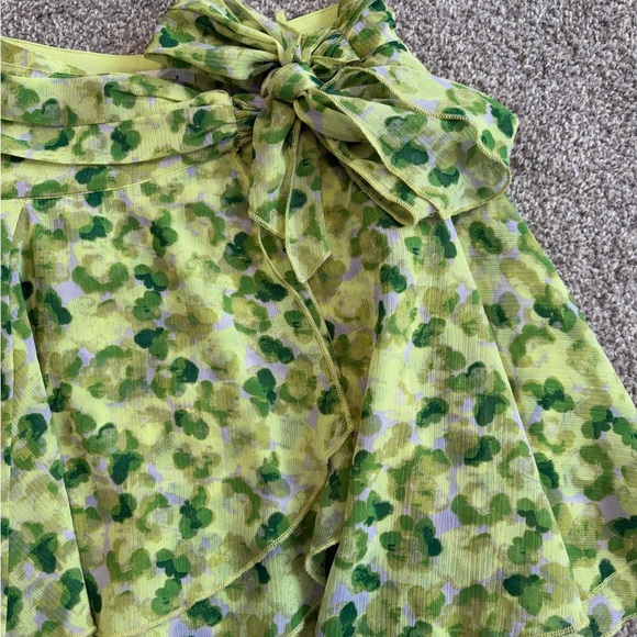 Aerie Green Floral Print Summer‎ Flowy Bow Mini Wrap Skirt Size XS - Picture 8 of 10